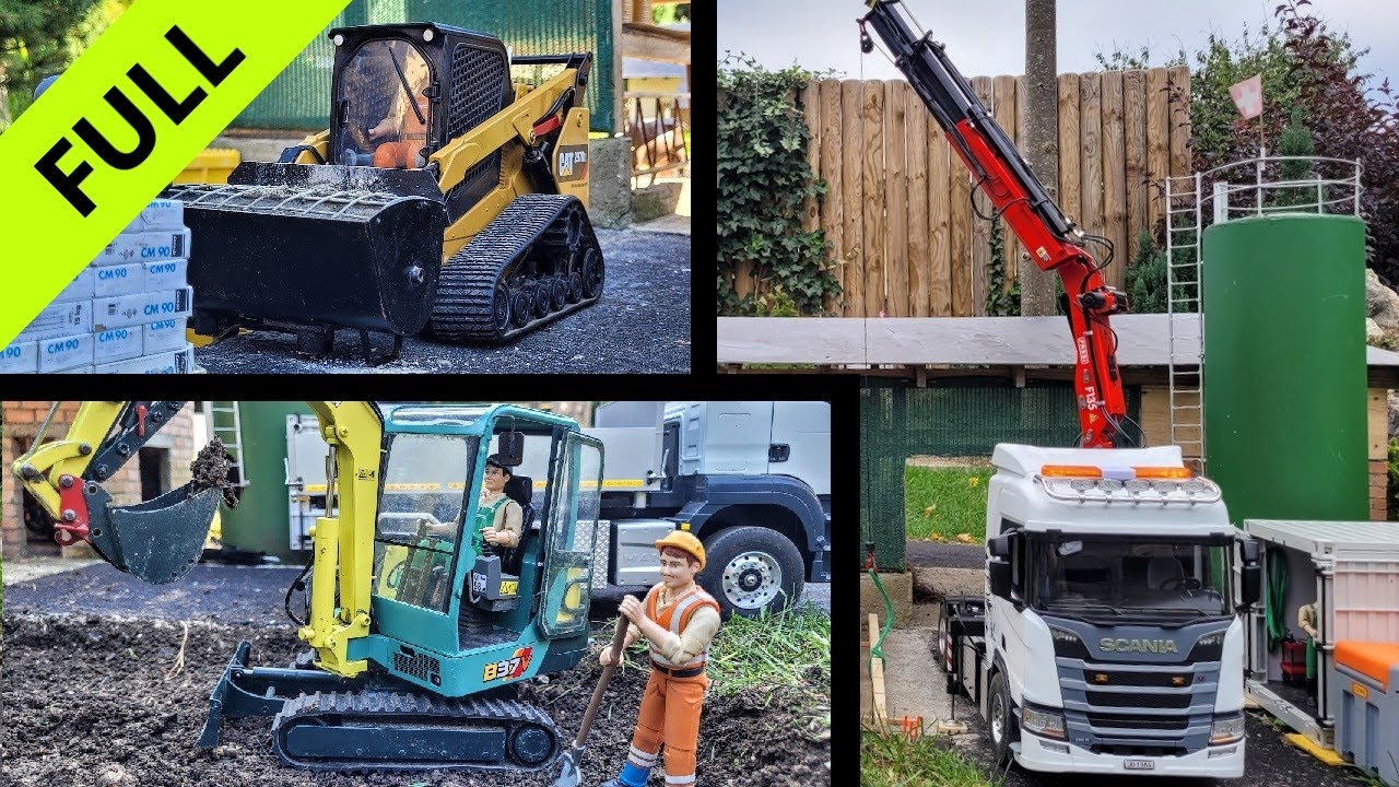 Build a small machine shed at farm. RC excavator Yanmar B37V, Scania MAN Truck, Cat 279D. FULL EDIT