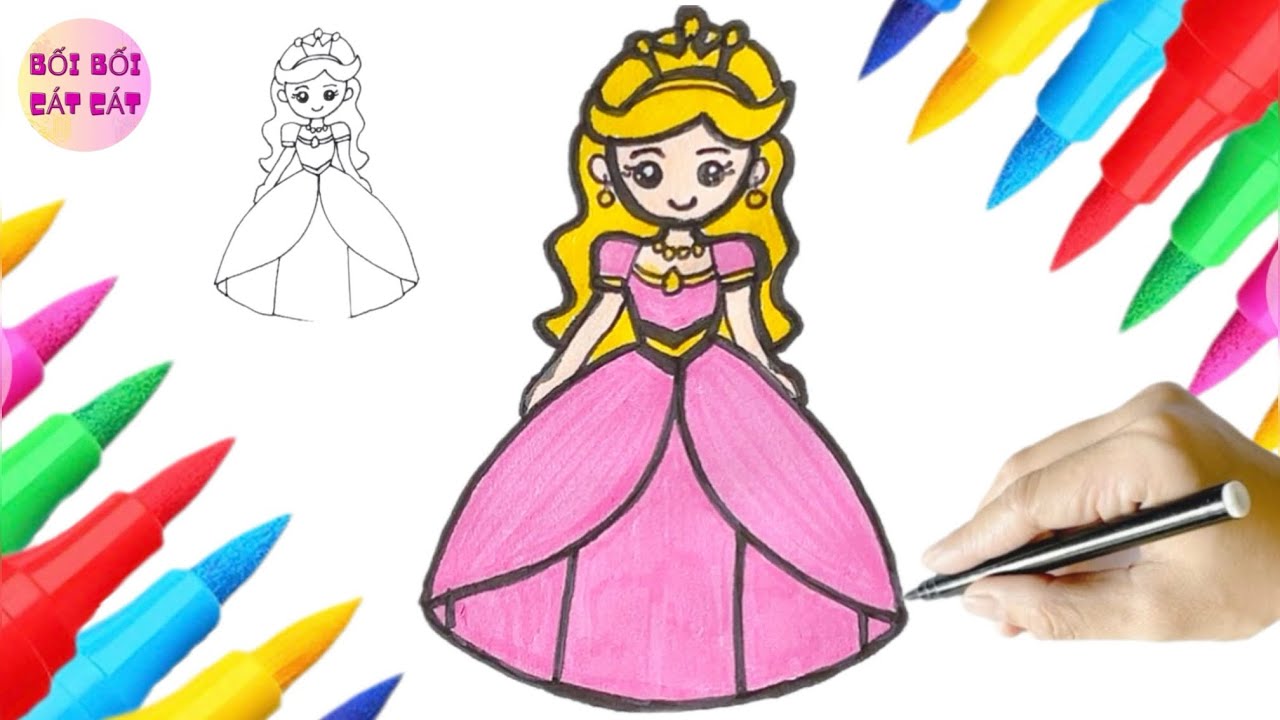 How to Draw a Princess Easy Step by Step for Kids, Beautiful Princess 👸 , Easy Drawing and Coloring