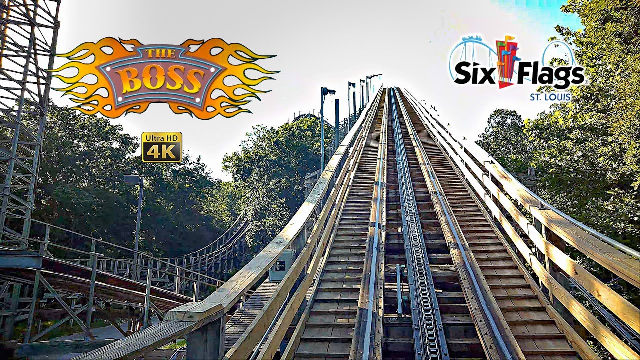 2025 The Boss Wooden Roller Coaster On Ride Front Seat 4K POV Six Flags St  Louis