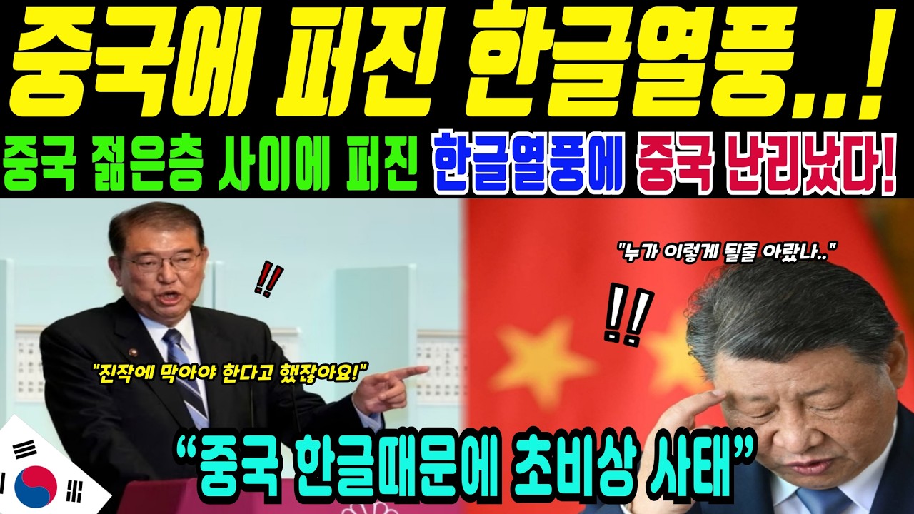 한자 사회 중국에서 나타난 한글 원문 사용 증가 현상에 중국 비상사태(해외감동사연)