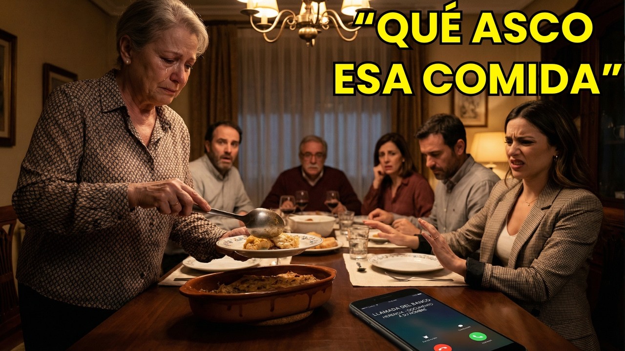 Mi nuera me humilló en la cena familiar: “Qué asco esa comida”… pero entonces el banco llamó...