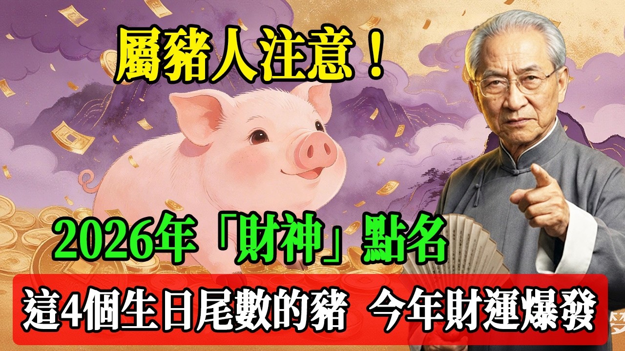 屬豬人注意！2026年「財神」點名，這4個生日尾數的豬，今年財運爆發擋不住！#南懷瑾  #國學 #易經 #開運 #招財#風水 #2026運勢#屬相 #生肖運勢#生肖命理