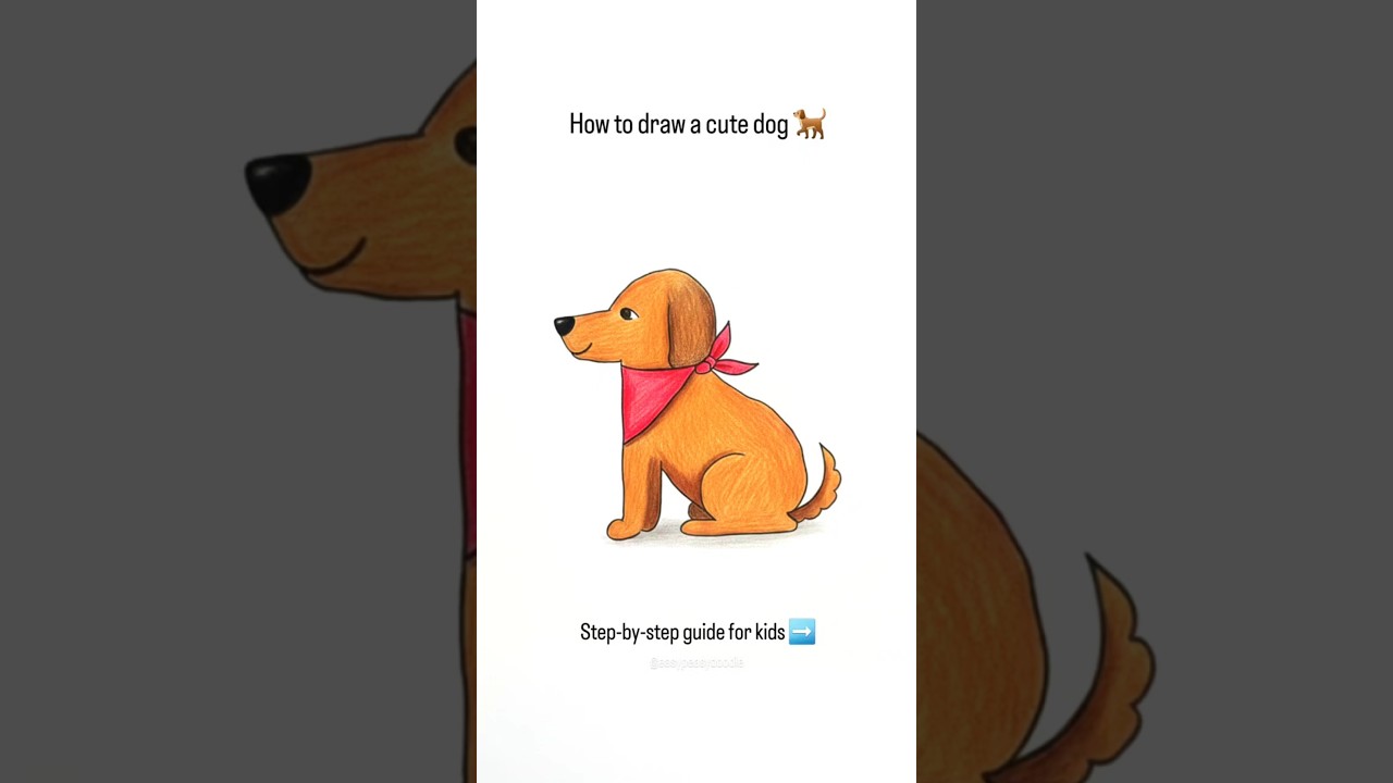 How to draw a cute dog 🐕 