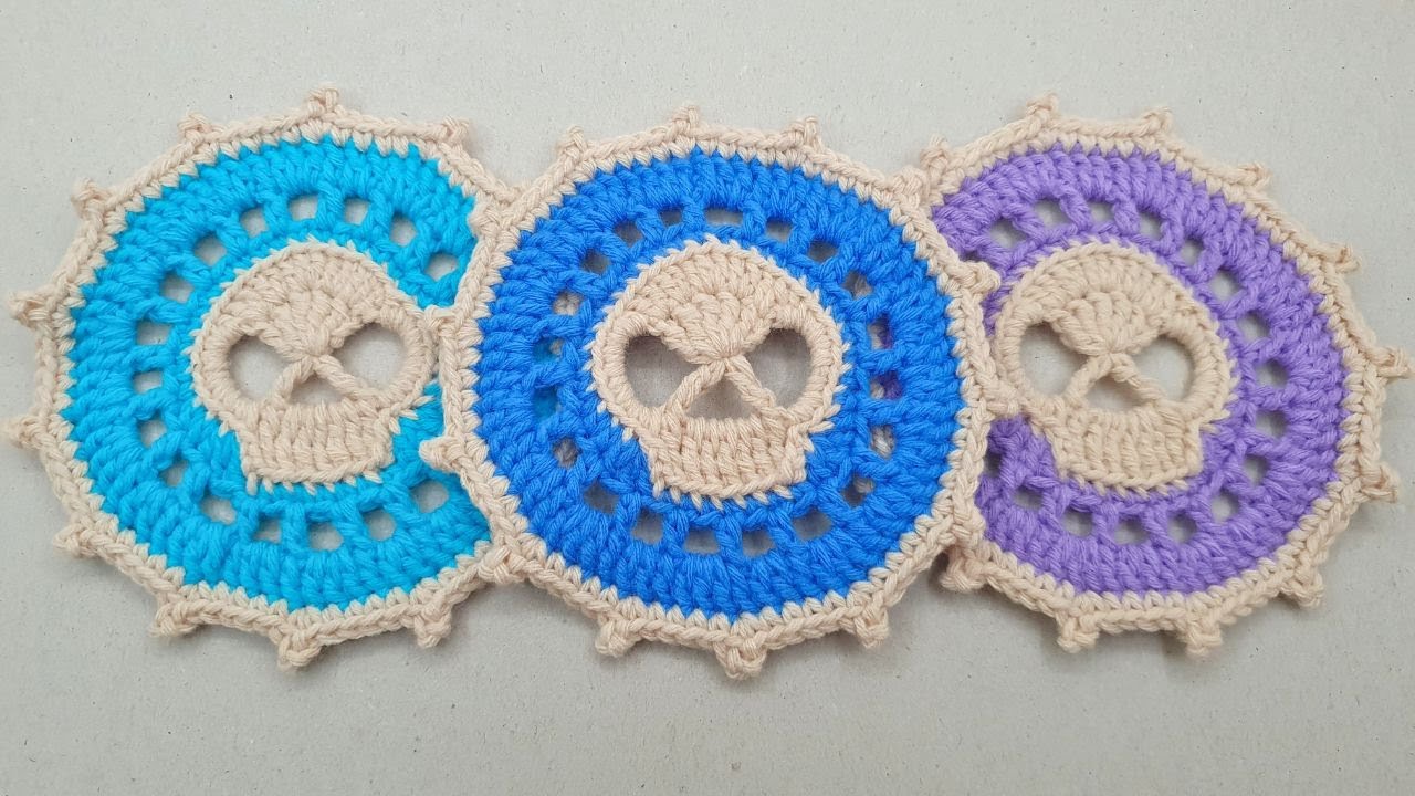 Skull Coaster | Crochet Halloween Skull | crochet skull | Scary skull Halloween Coaster