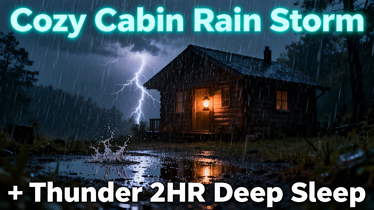 COZY CABIN RAIN STORM + Thunder 🌧️🌩️ 2HR | Deep Sleep