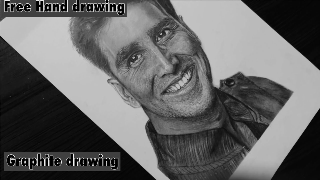 Free hand portrait drawing | Akshy kumar sketch 