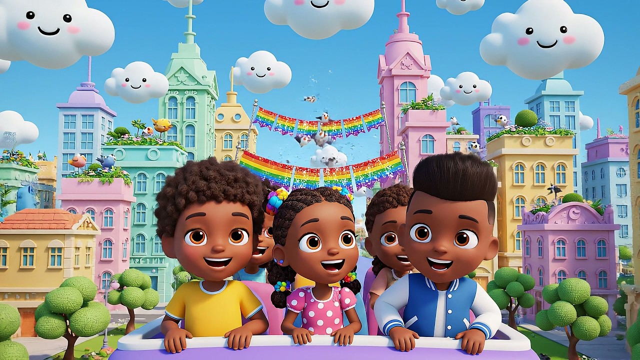 Wheels on the Bus City Sky Adventure | Flying Bus Song & Futuristic Nursery Rhymes