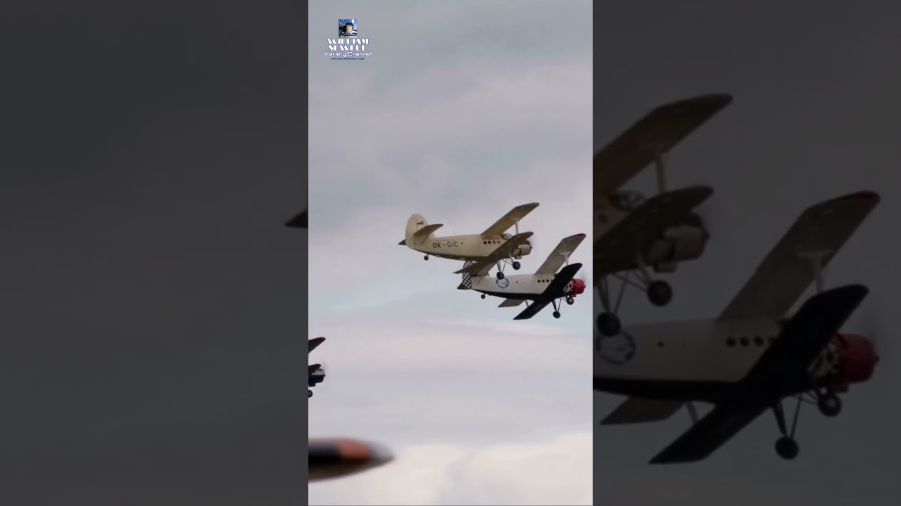 Biplanes in flight 