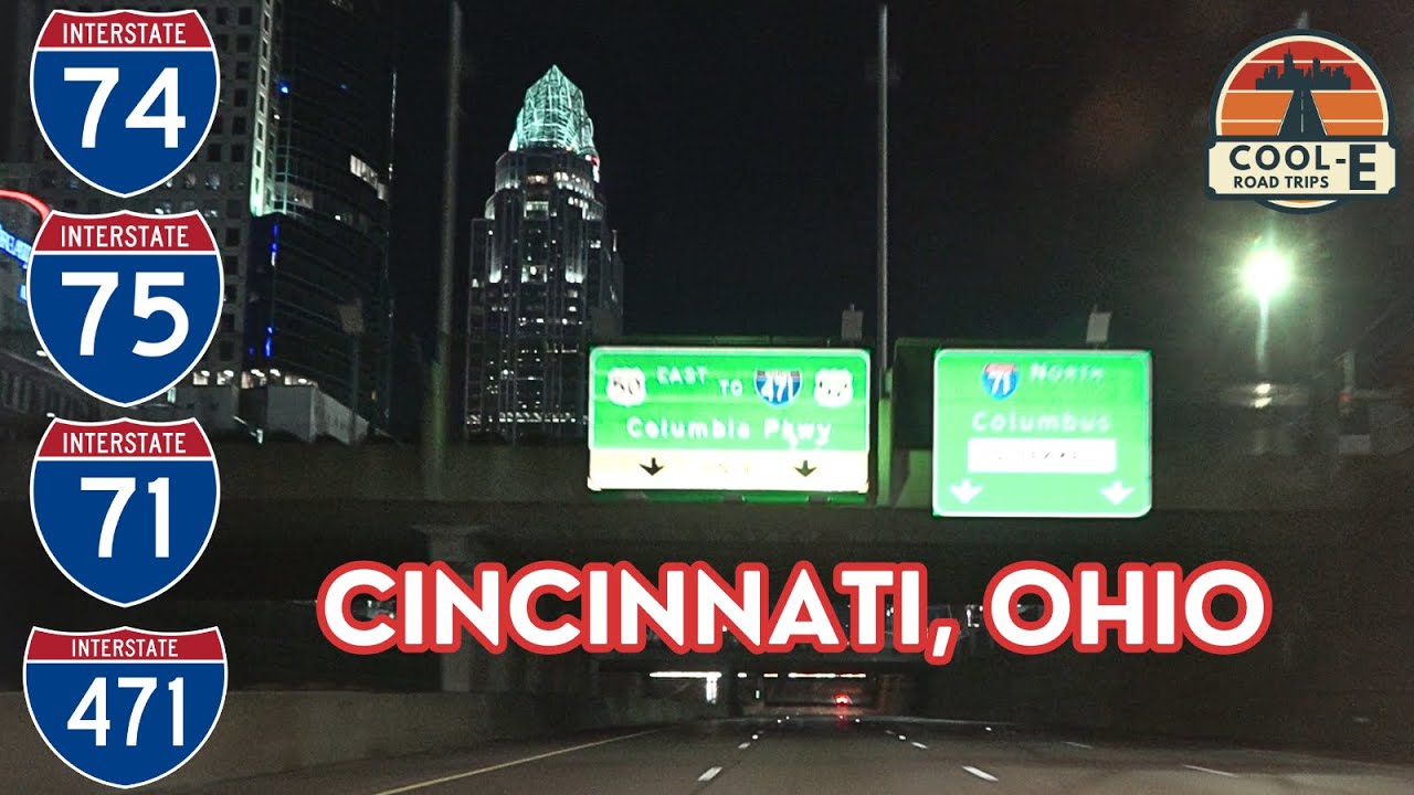 Night Drive Through Cincinnati, Ohio (I-74, I-75, I-71, I-471)