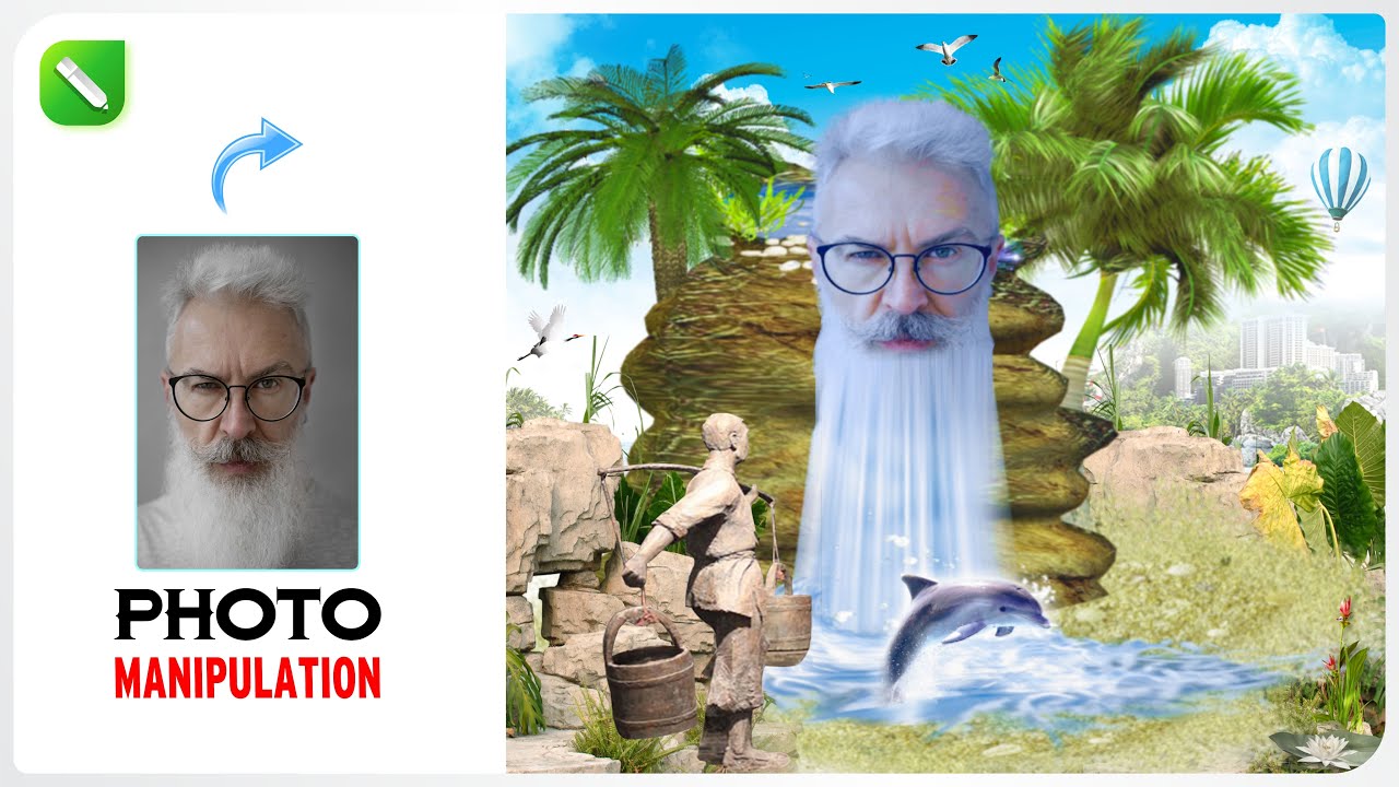 Old Man Photo Manipulation | Waterfall Photography