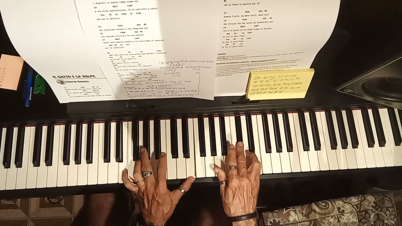 tutorial pianoforte il gatto e la volpe Bennato