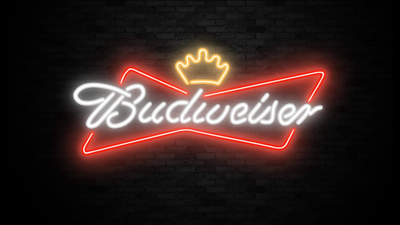 BUDWEISER NEON SIGN BACKGROUND VIDEO LOOP | 2 HOURS HD | WITH MUSIC