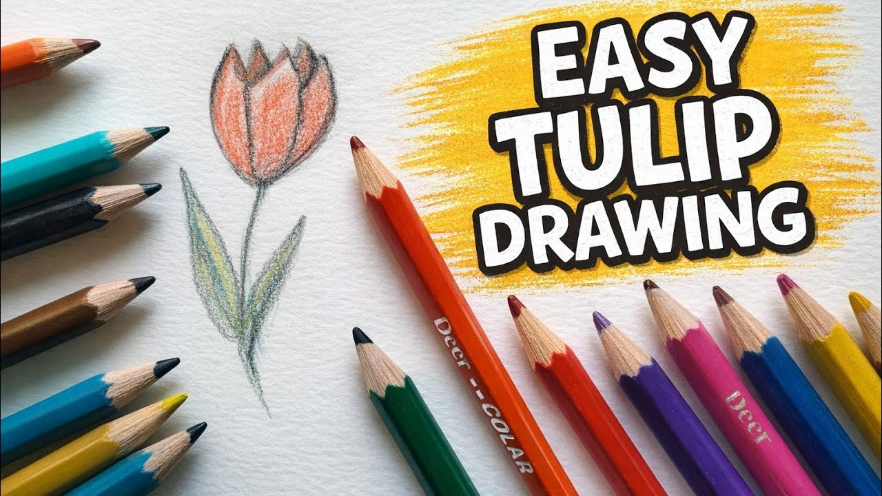 How To Draw Tulip | Easy Step By Step Tutorial