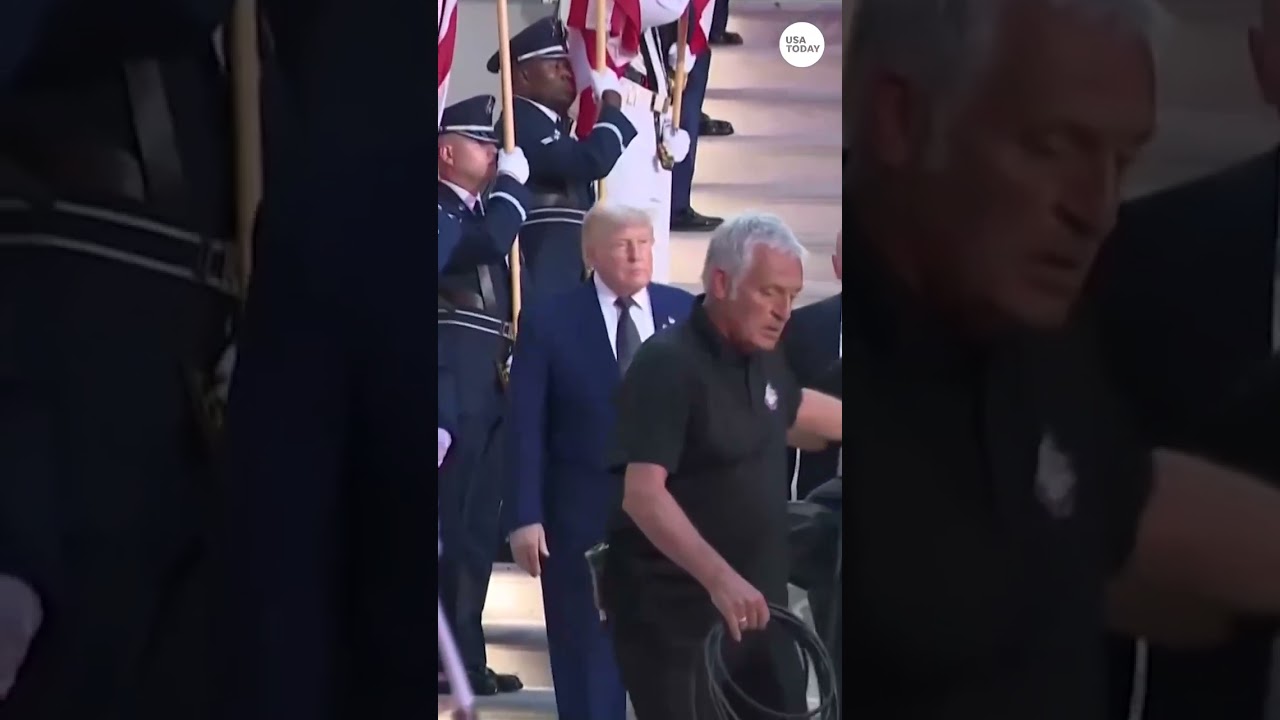 Trump and Dana White arrive cageside for UFC Freedom 250