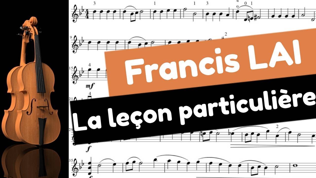 Francis Lai - La leçon particulière - Violin Sheet music - Partition Violon