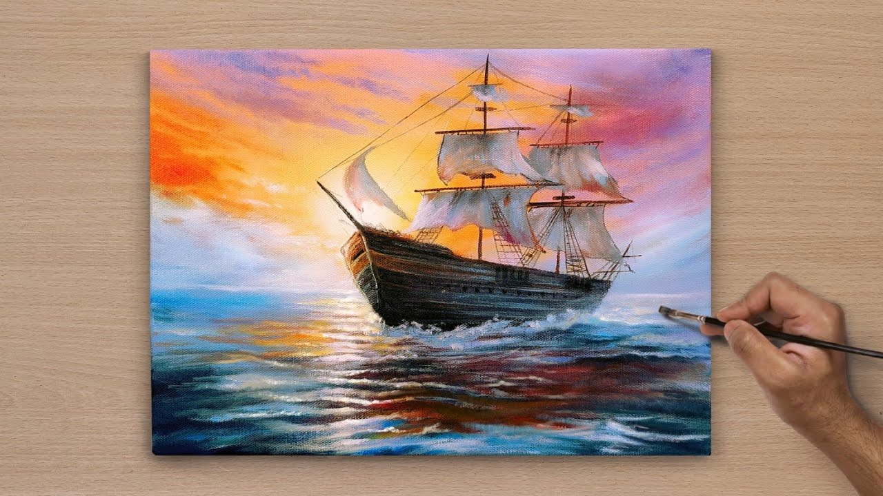 Painting Beautiful Sunset Seascape / Acrylic Paintings /Art Paintings