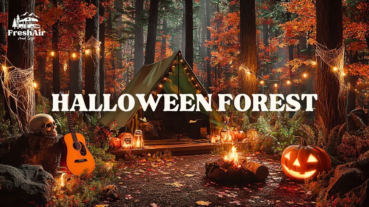 Dark Halloween Forest 👻  Haunted Acoustic Guitar for Spooky Nights | LIVE 24/7