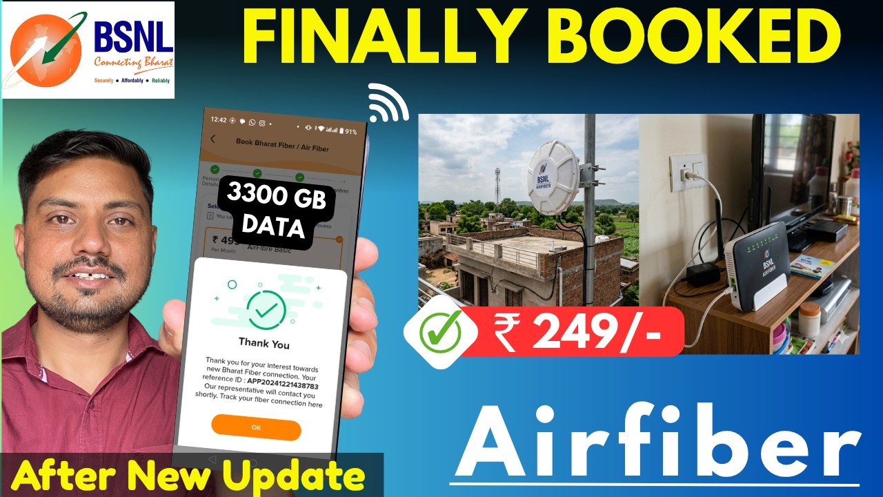 Finnaly Booked Bsnl Airfiber | Just 249/- 50 mpbs | Unlimited Call | Village Plans
