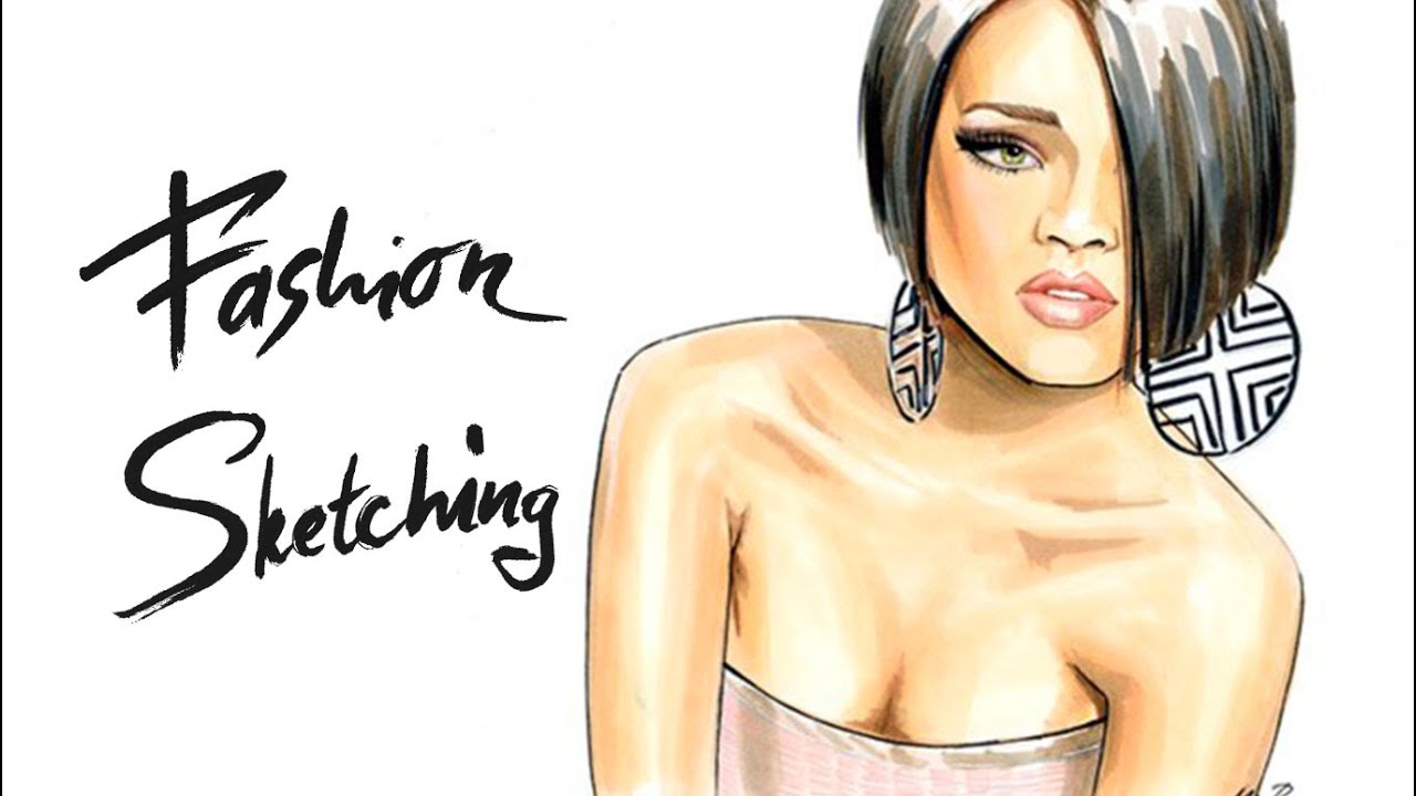 Fashion sketching: передаем фактуру волос и кожи с помощью маркеров.