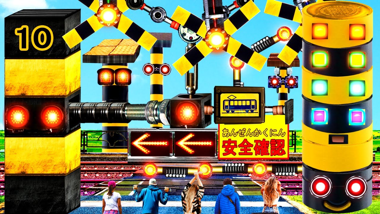 【踏切アニメ】なぜかとても変なふみきりカンカン😂😂😂For some reason it's a very strange railroad crossings♪funny good sounds♪