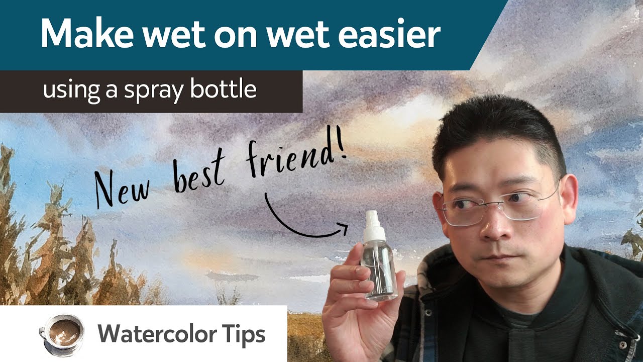 Make wet on wet watercolor easier - using a spray bottle