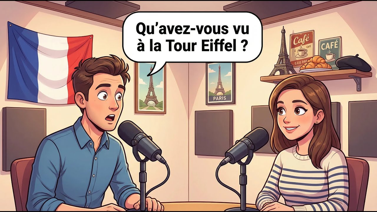 French Podcast A2 | Un fantôme à la Tour Eiffel 👻 | French Conversations A2