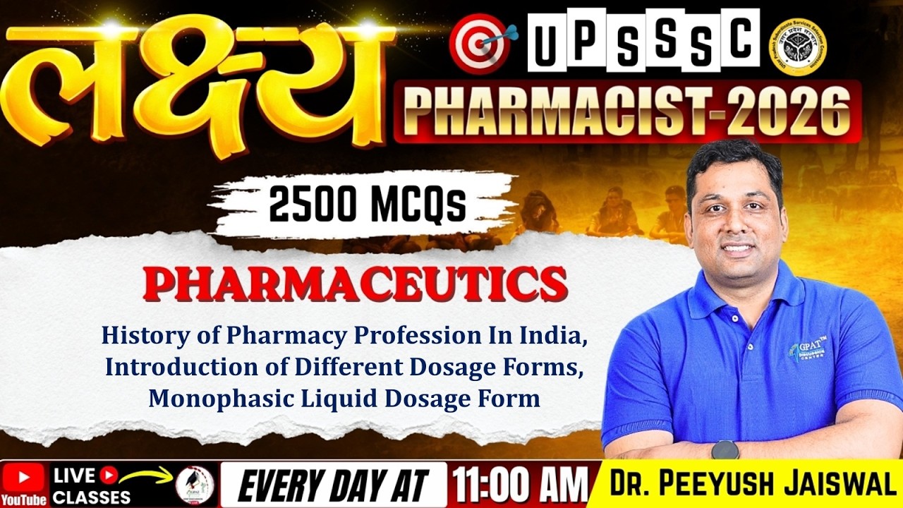 लक्ष्य- L-1- History of Pharmacy Profession in India, Dosage Form-Pharmaceutics | UPSSSC Pharmacist