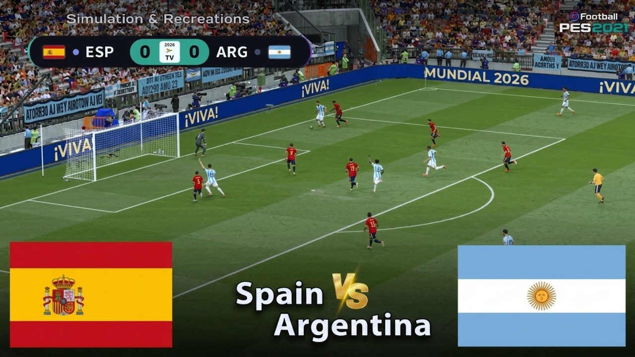 🔴Live : Spain vs Argentina - Video Game Simulation - Full Match Live Streaming | 20 JULY 2026