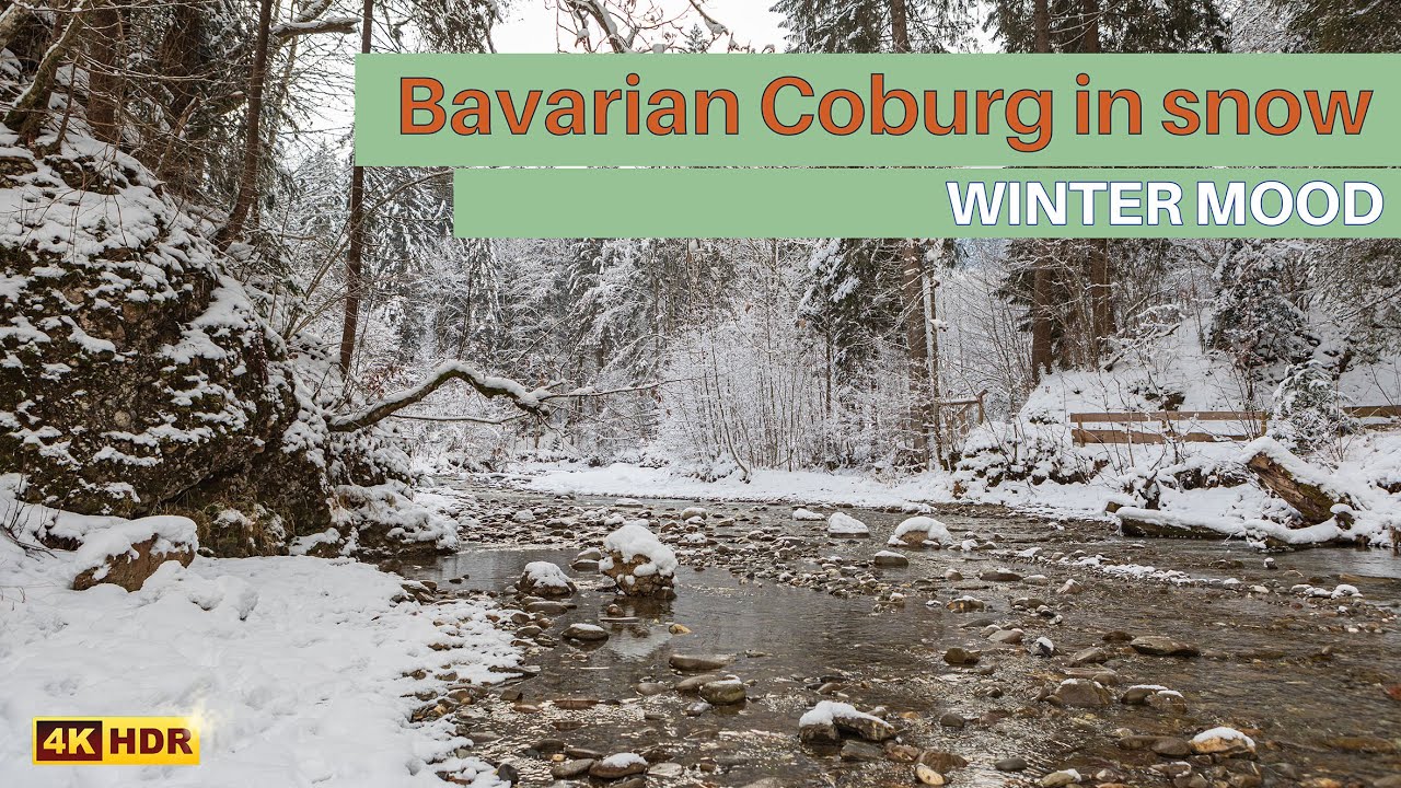 4K Coburg town in Bavaria, Germeny - winter mood - snowy town - relaxing winter video - Ultra HD