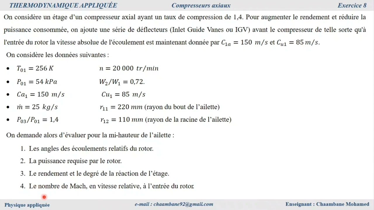 Exercice corrigé |Compresseur avec IGV