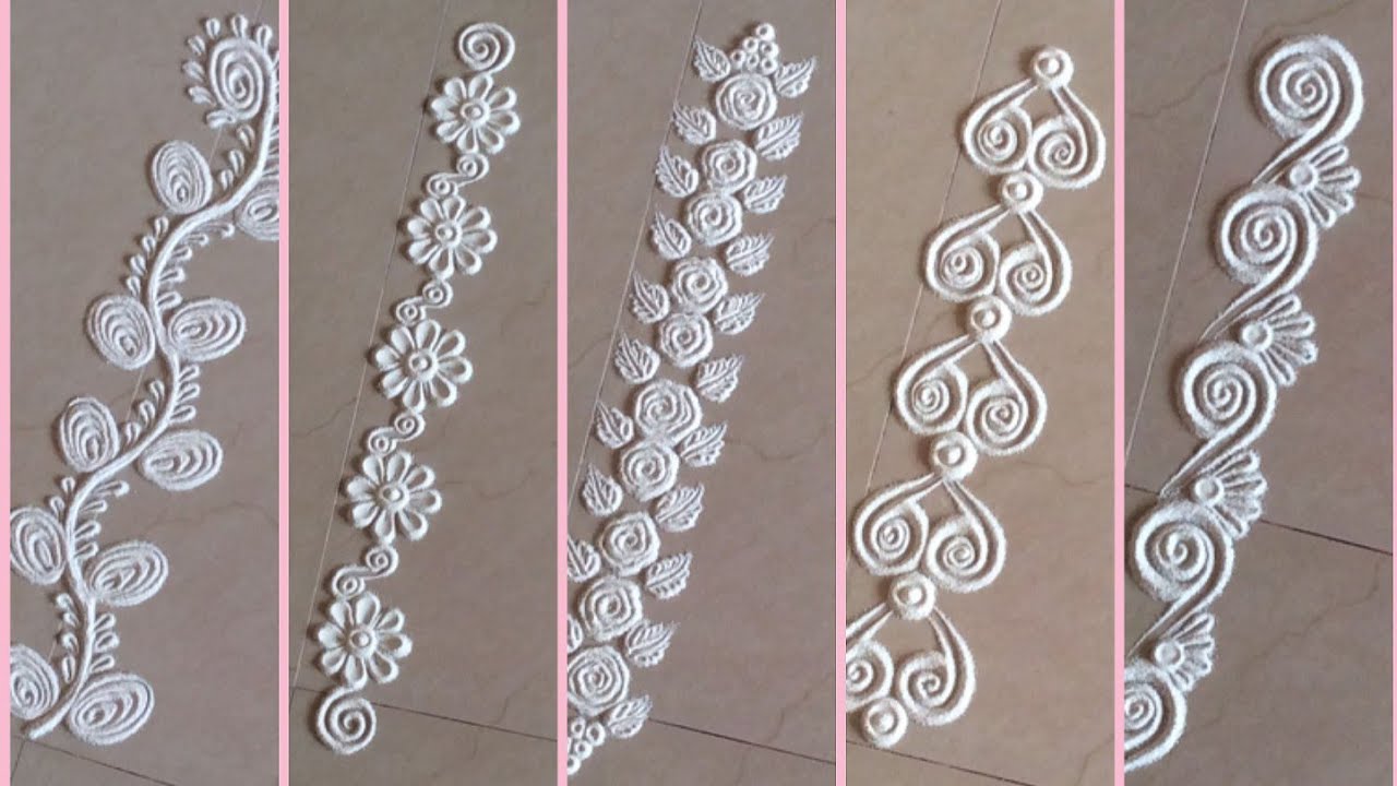 Diwali Beautiful Border rangoli Easy White rangoli ரங்கோலி கோலங்கள் रंगोली डिजाइन #diwalirangoli