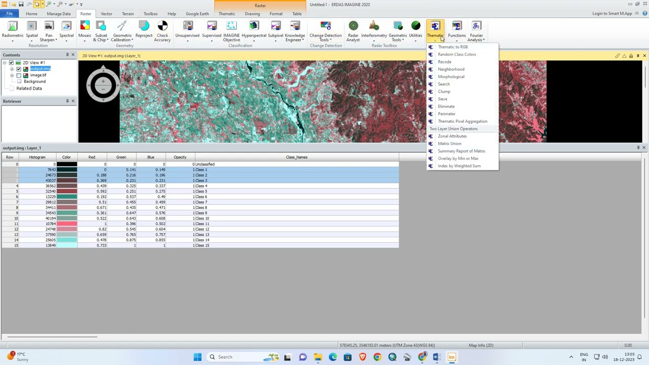 Unsupervised classification and recoding in Erdas Imagine