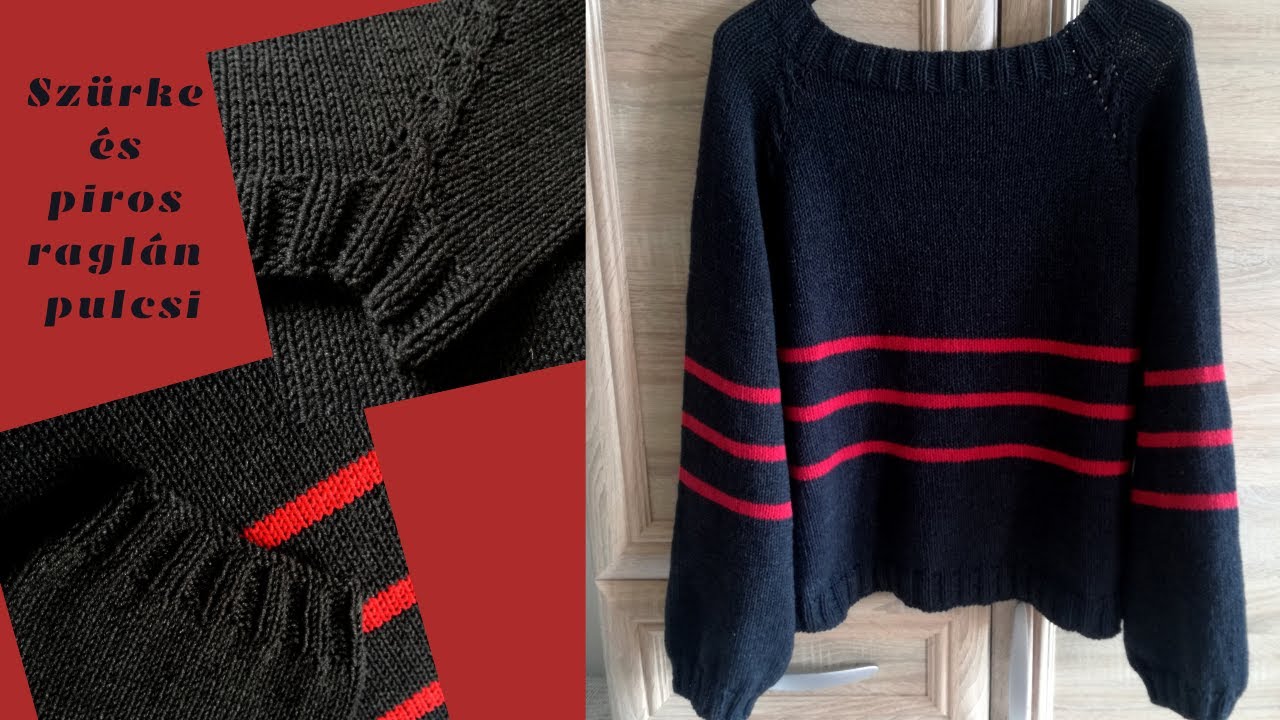 Raglán pulóver különleges raglán vonallal ( fentről-lefelé kötött ) / Knit top-down raglan sweater