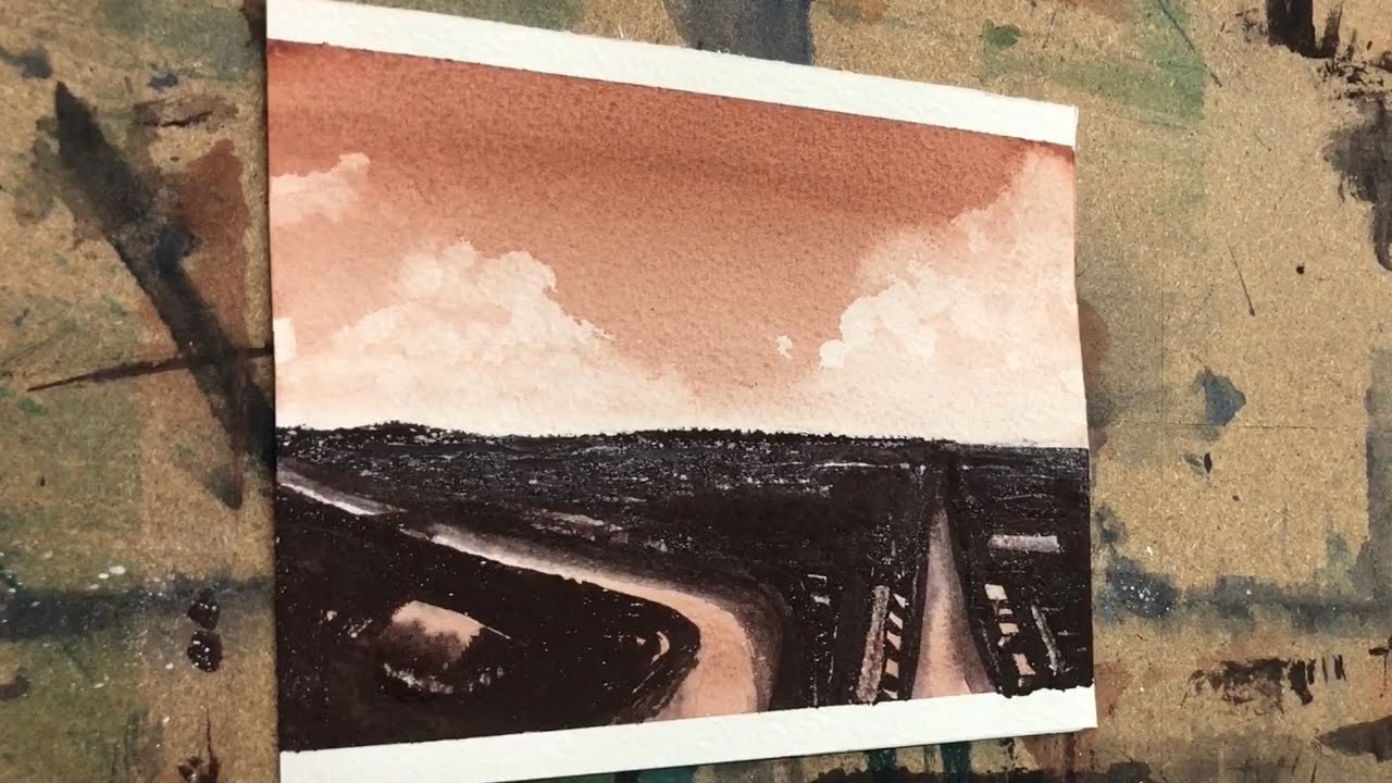 Easy watercolour for beginners sunset and clouds