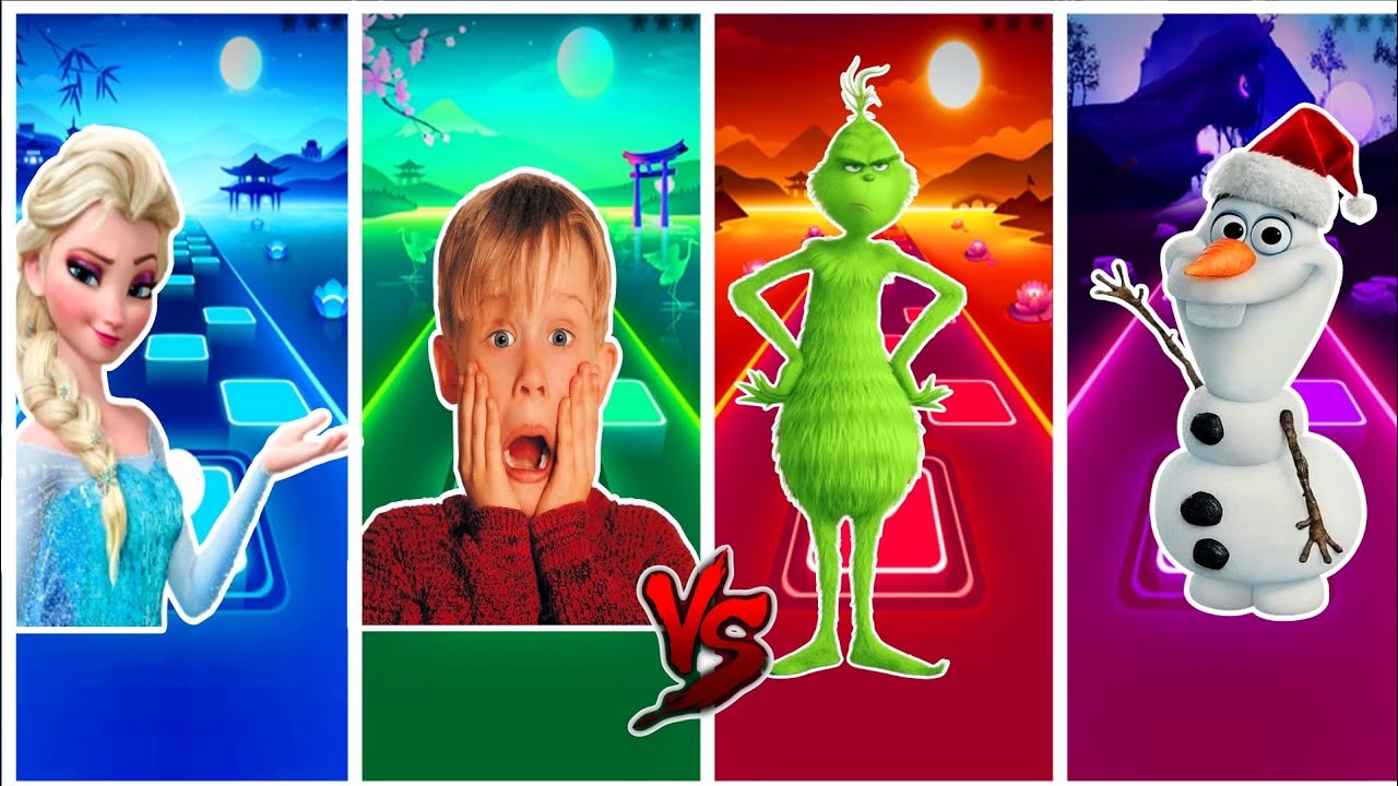 ❄️Frozen VS Kevin VS Grinch VS Frozen Tiles hop battle in Christmas🎄