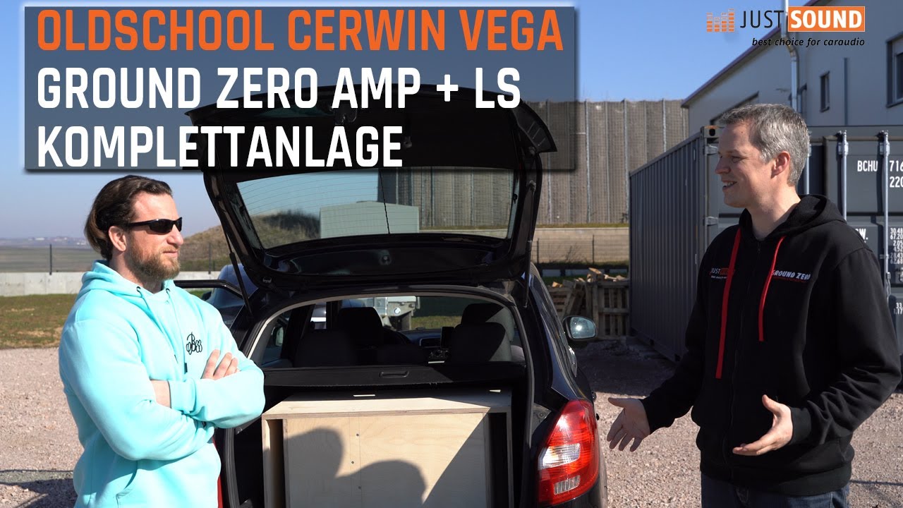 Oldschool Cerwin Vega Stroker an Ground Zero GZCA4.200 Endstufe - Anlage im Skoda Fabia