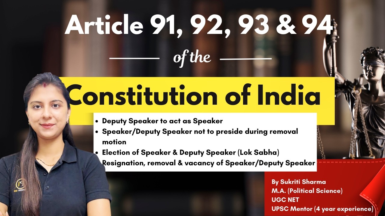 Article 91, 92, 93 & 94 | Indian Constitution | Speaker & Deputy Speaker Powers, Removal & Vacancy