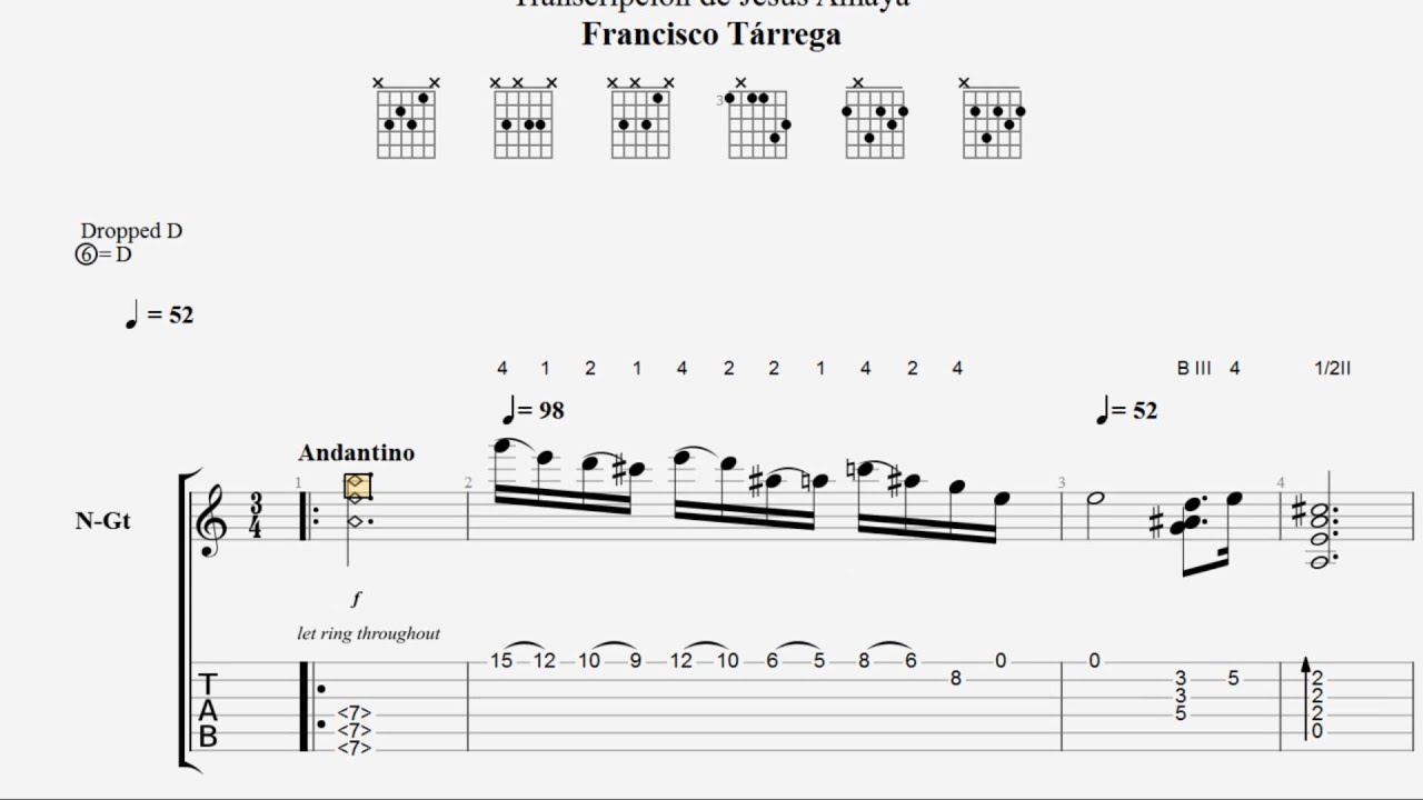 Capricho Árabe - Tárrega - Tablatura por Jesús Amaya...