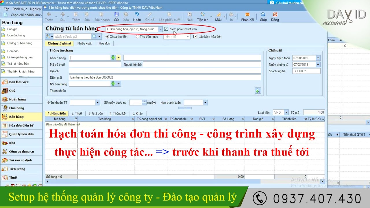 Hạch toán hóa đơn thi công công trình xây dựng trong Misa, chuẩn bị trước khi thanh tra thuế tới...
