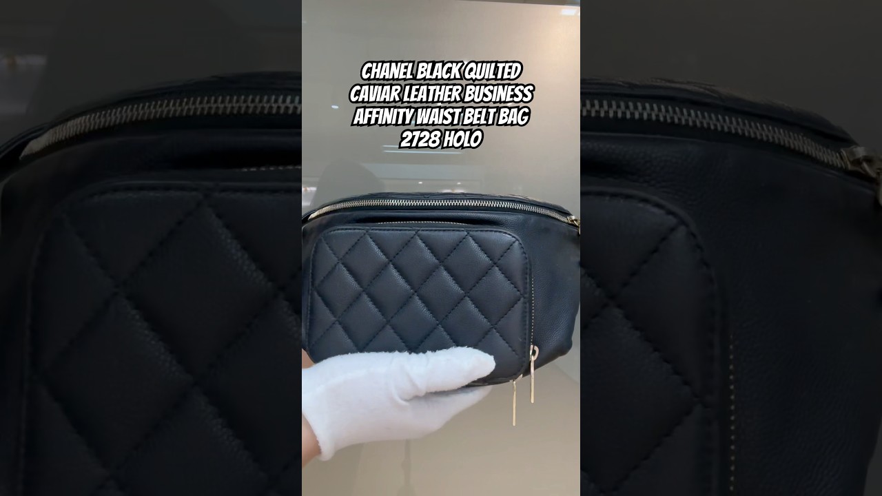 Black Quilted Caviar Leather Business Affinity Waist Belt Bag