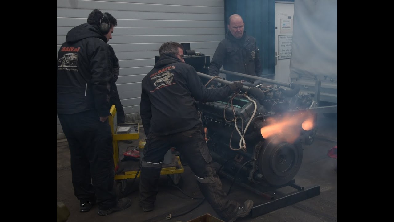 Ford GAF ​​tank engine, test-running after a complete overhaul.