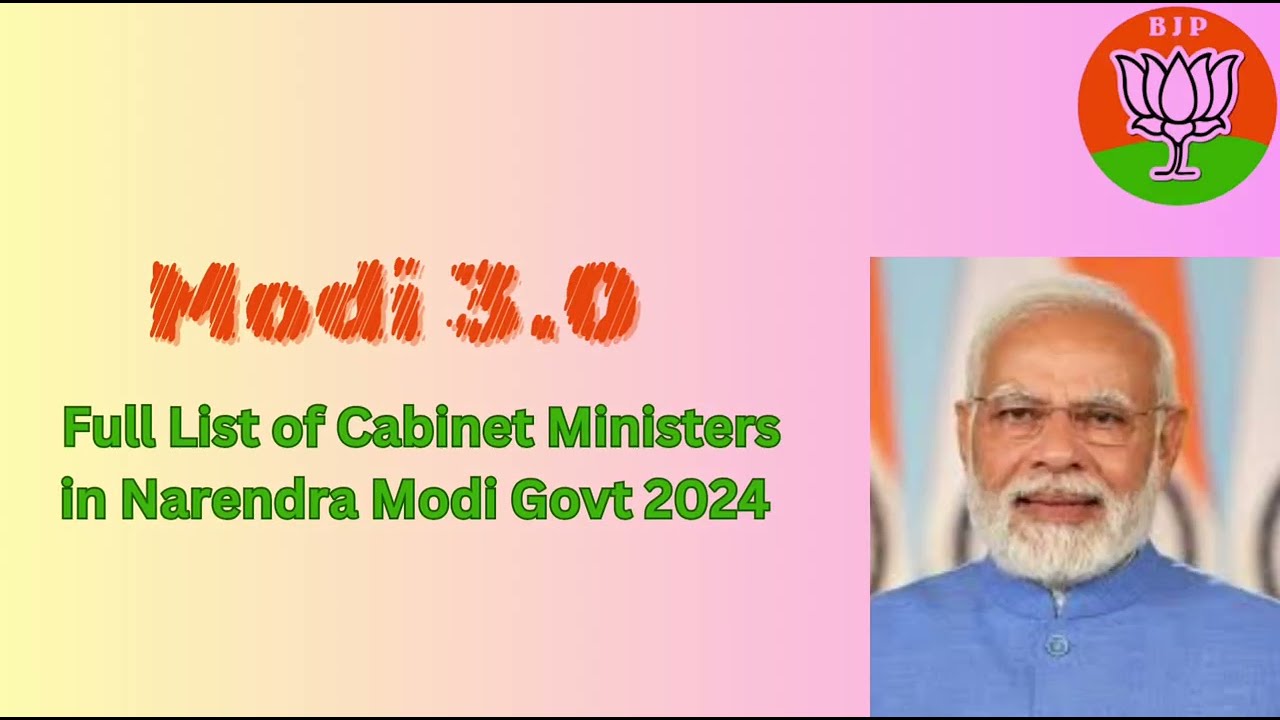 List of Modi Cabinet Ministers and their Portfolio 2024 | PM MODI Cabinet 3.0