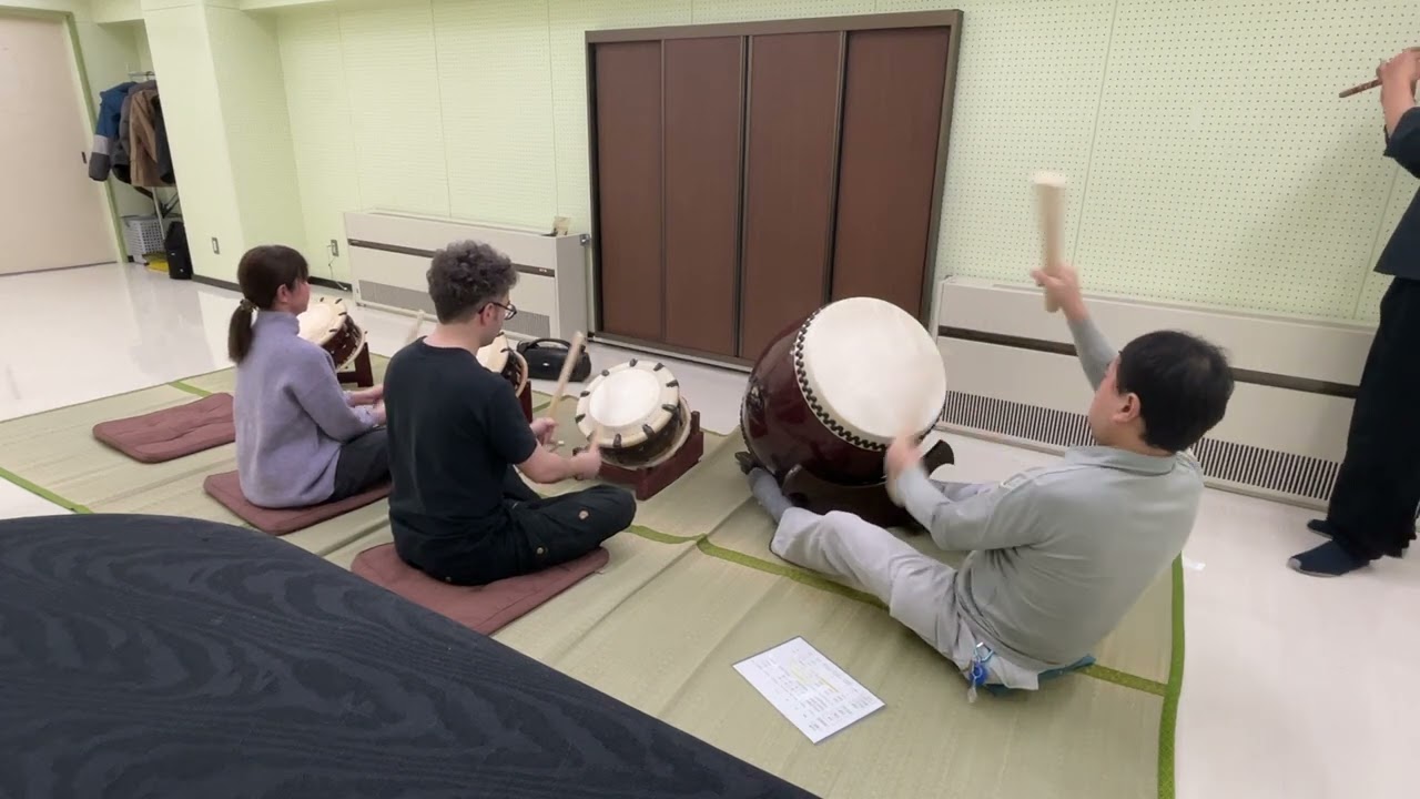 初参加の方と締めの演奏　練習風景2026年1月12日Vol.1 秩父屋台囃子練習会in東京中野区新井