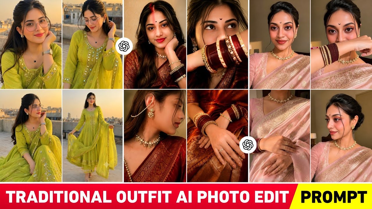 Girl traditional outfit ai photo editing | Chatgpt aesthetic photo editing | Chatgpt photo editing