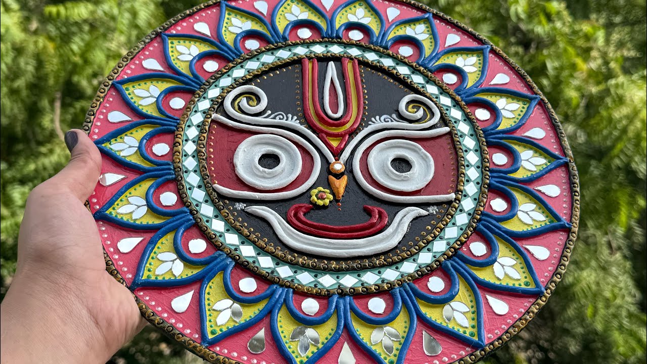 Jagannath ji Lippan mirror art work✨|step by step| full tutorial video| watch till end| Lippan art 