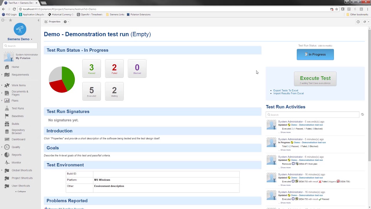 Export and import test case results in Polarion