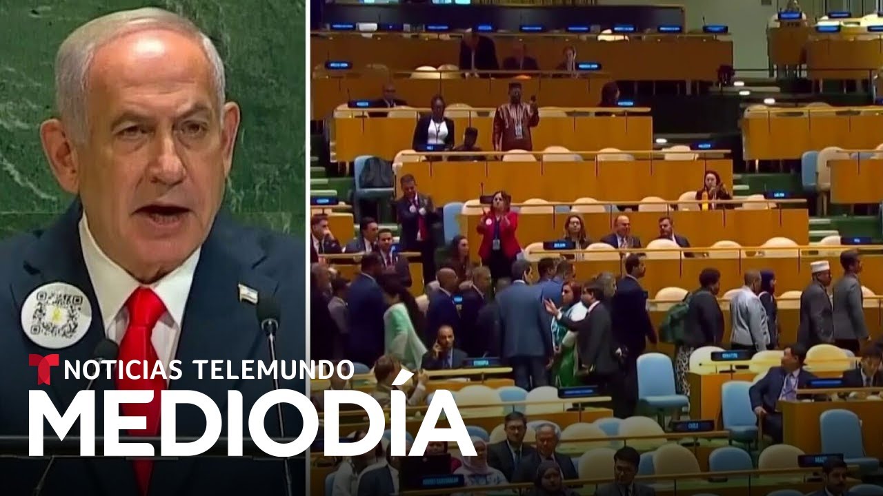 Decenas de diplomáticos abandonan asamblea de la ONU en discurso de Netanyahu | Noticias Telemundo