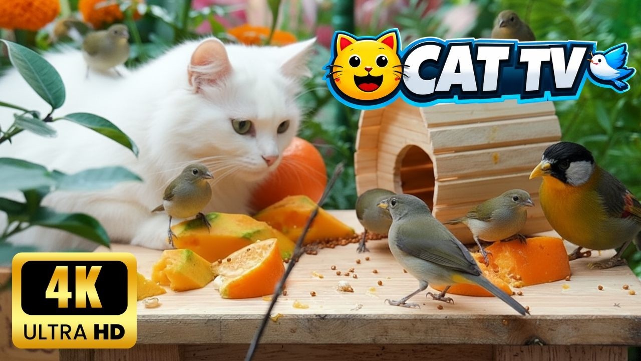Cat TV for Cats to Watch 😺 Busy Birds, Red Squirrels and Pheasants in the Garden 🐿 Cat Games 4K HDR