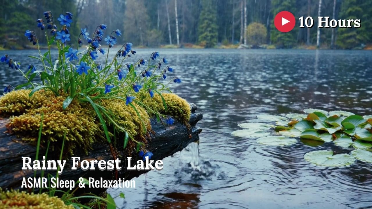Rainy Lake ASMR Deep Sleep & Relaxation | Heavy Rain Sounds on Water | 10 Hours