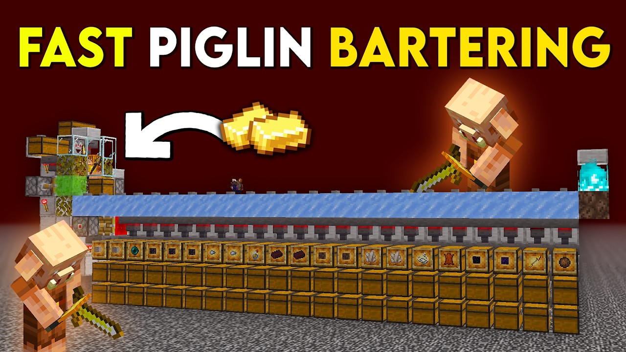 Easy Piglin Bartering Farm Minecraft Java 26.1 (1.21+) | 54,000+ Items/Hour!